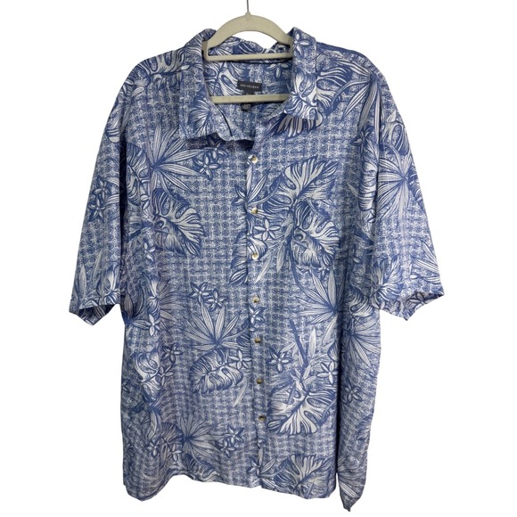 Van Heusen Other - Van Heusen Button Up Men's Tropical Floral Print Blue 3XLT
